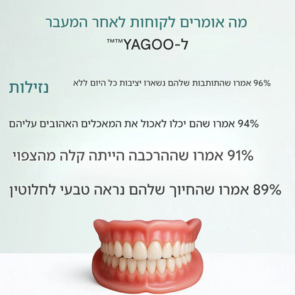מסתיים היום: חיסכון לזמן מוגבל - שיניים תותבות YAGOO™ בהתאמה אישית לחיוך בטוח בעצמך